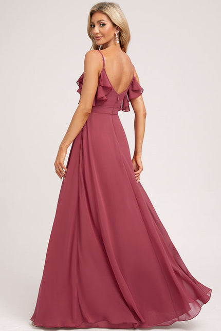 Robe Demoiselle D'Honneur À Volants Rose Pâle - gallery 2