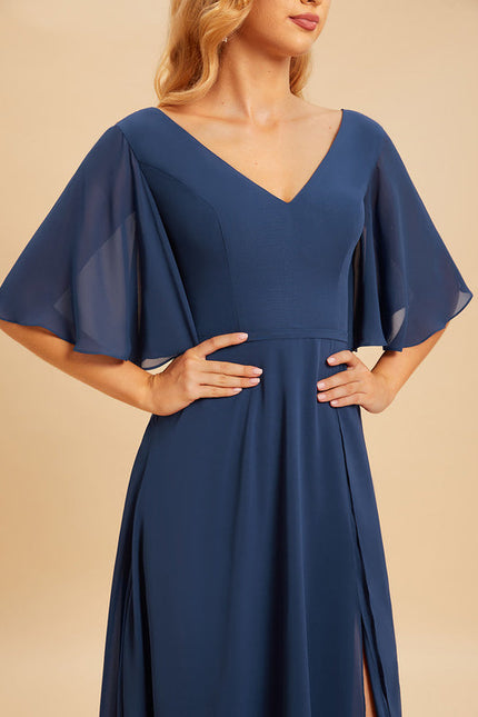 Robe Demoiselle D'Honneur Mousseline Beige - gallery 5