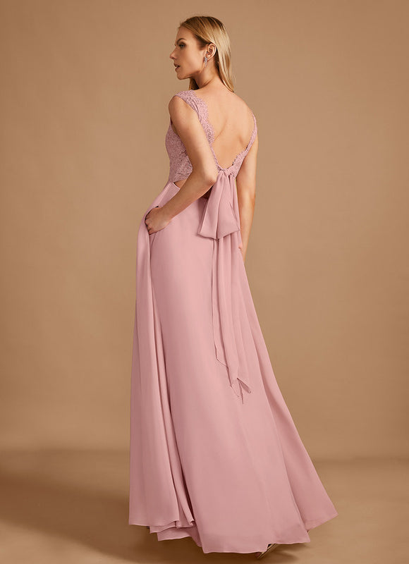 Robe Demoiselle D'Honneur Fluide Rose Pâle - gallery 5