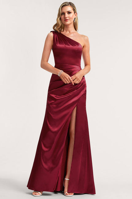 Robe Demoiselle D'Honneur Satin Bordeaux Chic