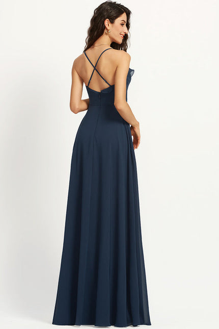 Robe Demoiselle D'Honneur Mousseline Beige - gallery 4