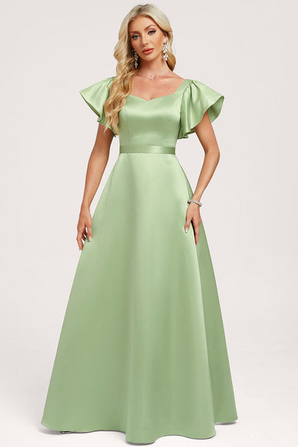 Robe Demoiselle D'Honneur Satin Vert Tendre - gallery 1