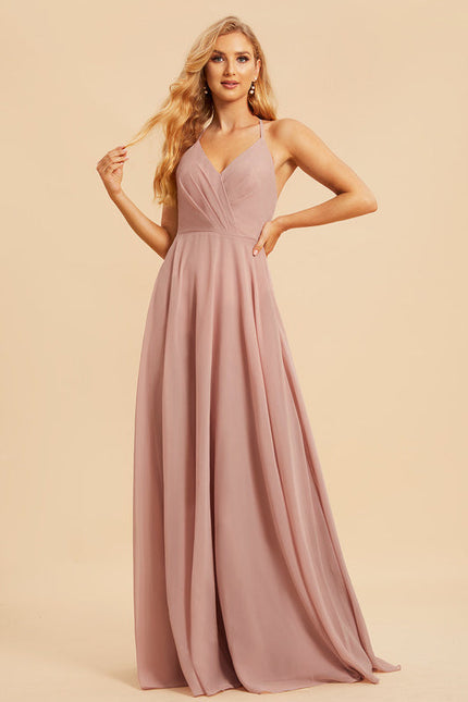 Robe Demoiselle D'Honneur À Volants Rose Pâle - gallery 4