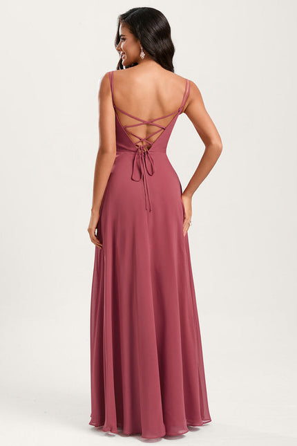 Robe Demoiselle D'Honneur À Volants Rose Pâle - gallery 5