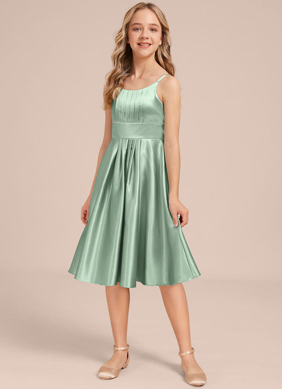 Robe Demoiselle D'Honneur Satin Vert Clair - gallery 3