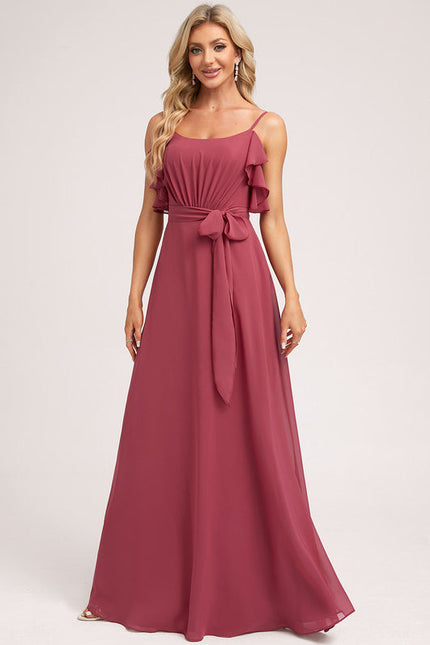 Robe Demoiselle D'Honneur À Volants Rose Pâle - gallery 1