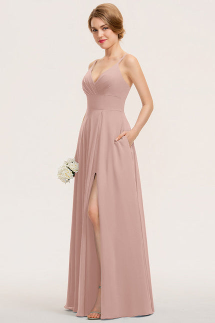 Robe Demoiselle D'Honneur Élégante Bordeaux - gallery 7