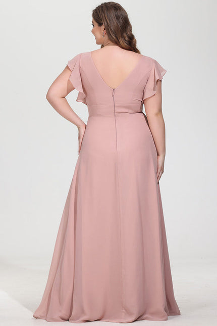 Robe Demoiselle D'Honneur À Volants Rose Pâle - gallery 7