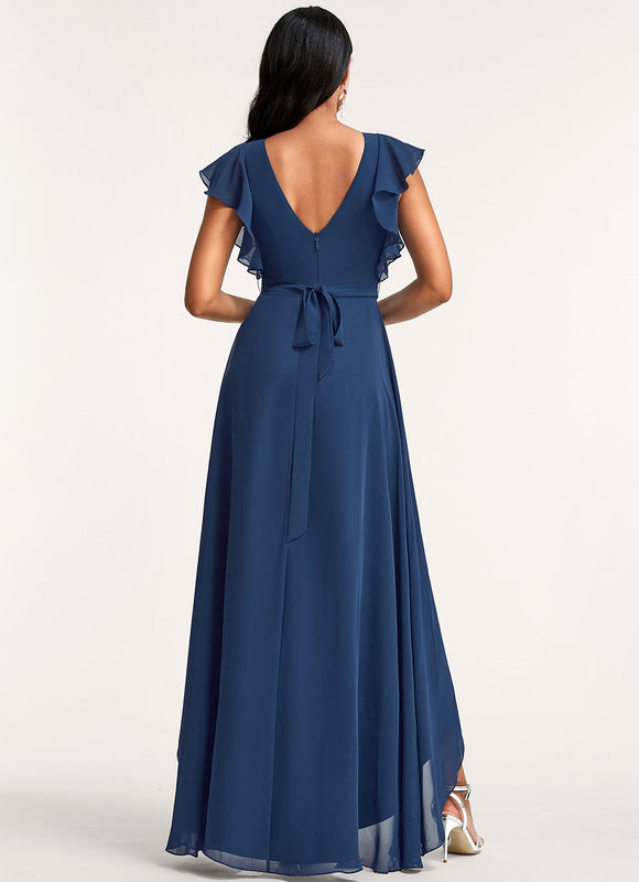 Robe Demoiselle D'Honneur Asymétrique Fluide - gallery 3