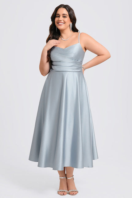 Robe Demoiselle D'Honneur Satin Céleste Doux - gallery 6