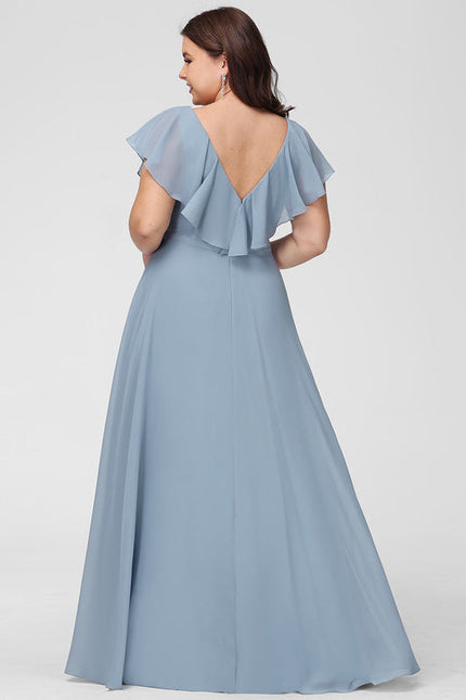 Robe Demoiselle D'Honneur Mousseline Beige - gallery 9