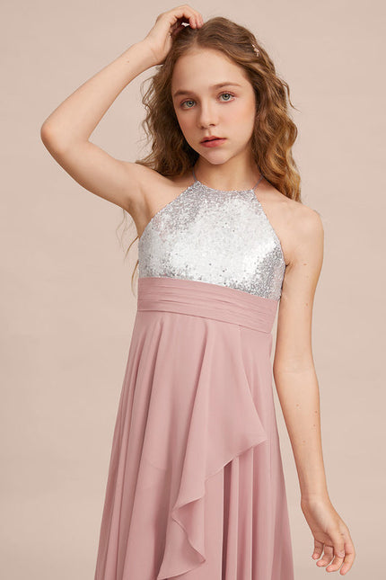 Robe Demoiselle D'Honneur Pailletée Rose - gallery 5