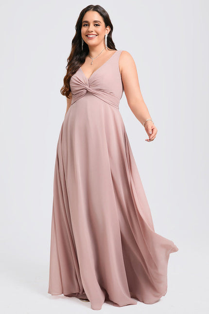 Robe Demoiselle D'Honneur Mousseline Beige - gallery 6