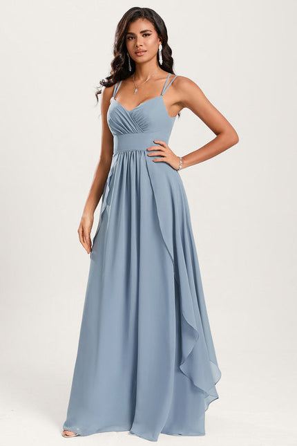 Robe Demoiselle D'Honneur À Volants Rose Pâle - gallery 2