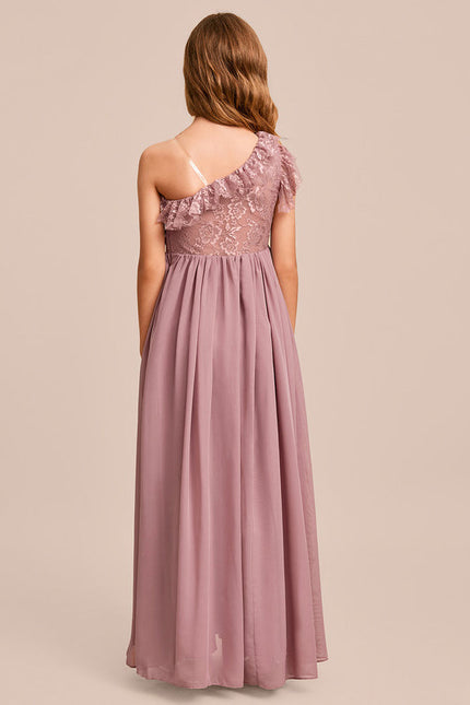 Robe Demoiselle D'Honneur Asymétrique Rose - gallery 5