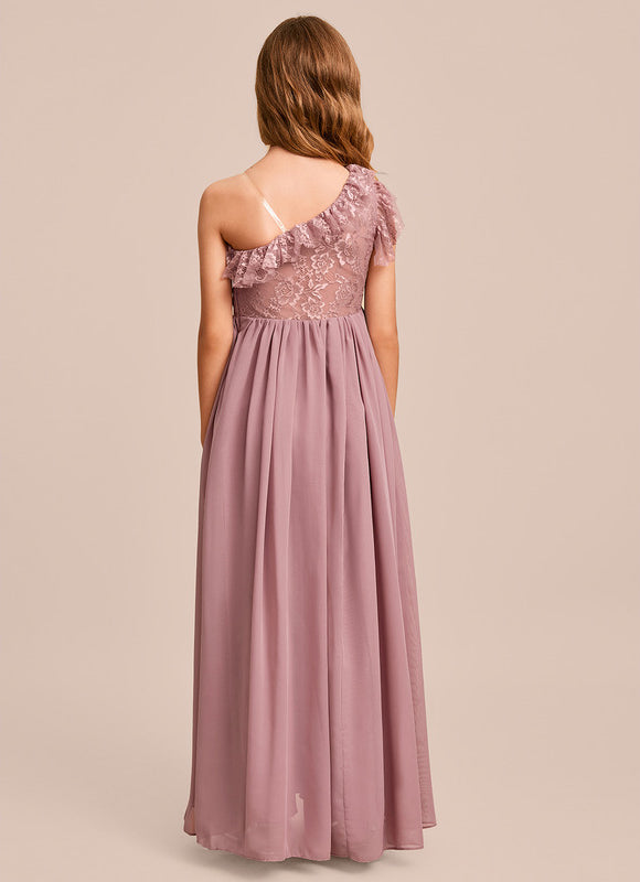 Robe Demoiselle D'Honneur Asymétrique Rose - gallery 5