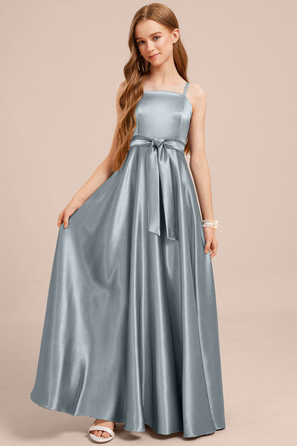 Robe Demoiselle D'Honneur Satinée Bleu Ciel