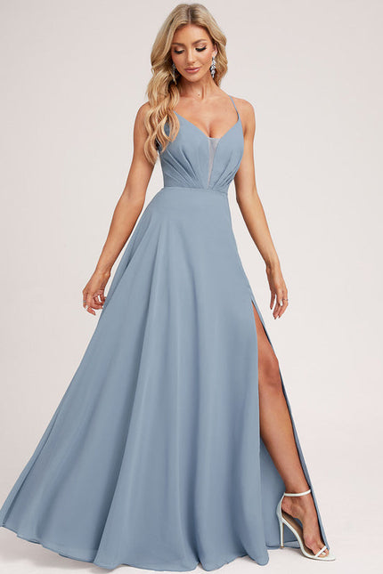 Robe Demoiselle D'Honneur Mousseline Beige - gallery 2