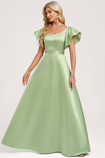 Robe Demoiselle D'Honneur Satin Vert Tendre - gallery 2