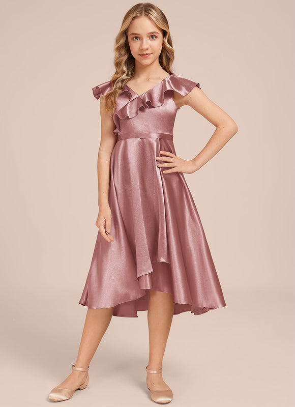 Robe Demoiselle D'Honneur Satin Ciel Ajustée - gallery 5