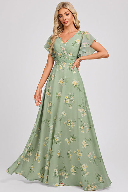 Robe Demoiselle D'Honneur À Volants Rose Pâle - gallery 2