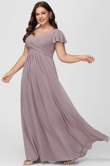 Robe Demoiselle D'Honneur À Volants Rose Pâle - gallery 4