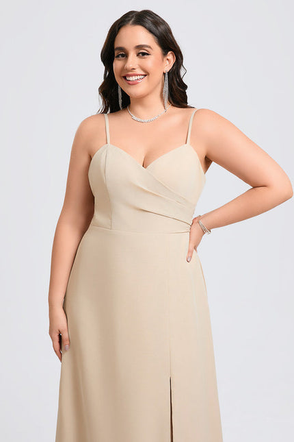 Robe Demoiselle D'Honneur Mousseline Beige - gallery 8