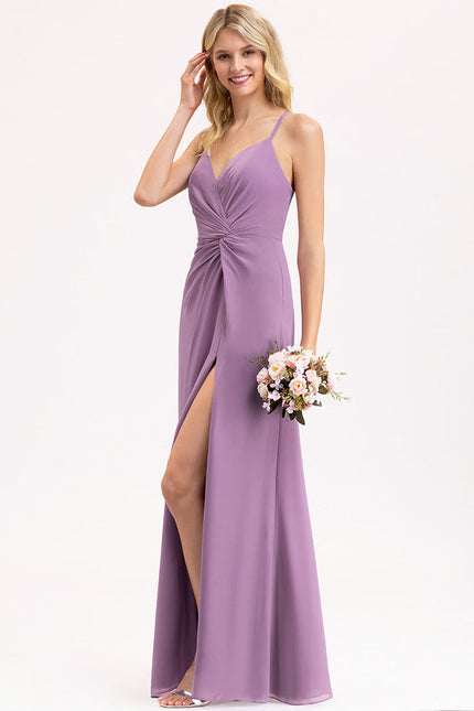 Robe Demoiselle D'Honneur À Volants Rose Pâle - gallery 4