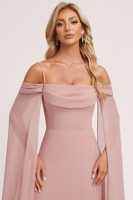 Robe Demoiselle D'Honneur Col Carré Flottante - gallery 3