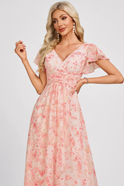 Robe Demoiselle D'Honneur À Volants Rose Pâle - gallery 4