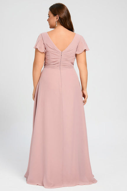 Robe Demoiselle D'Honneur À Volants Rose Pâle - gallery 6