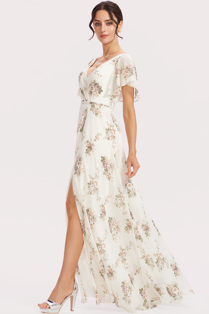 Robe Demoiselle D'Honneur Mousseline Beige - gallery 1