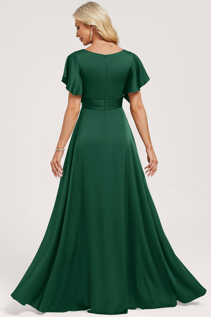 Robe Demoiselle D'Honneur Élégance Émeraude Satinée - gallery 1