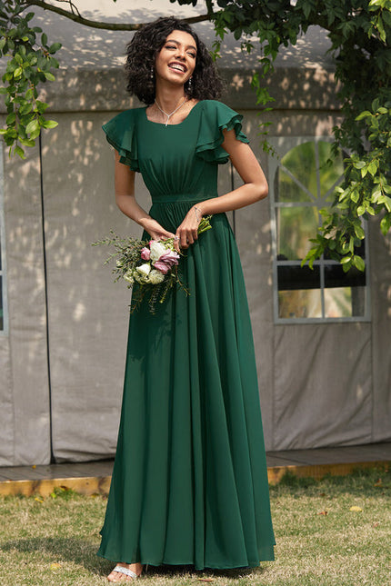 Robe Demoiselle D'Honneur Émeraude Fluide - gallery 1