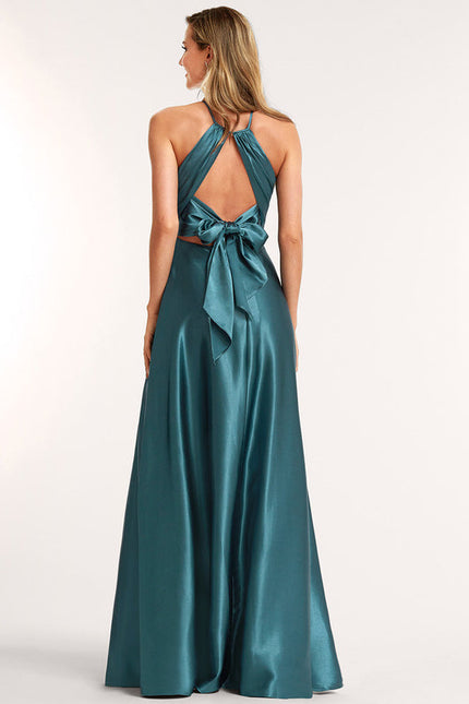 Robe Demoiselle D'Honneur Satin Bleu Nuit - gallery 6