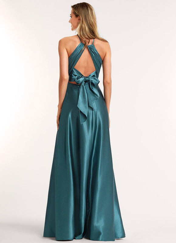 Robe Demoiselle D'Honneur Satin Bleu Nuit - gallery 6