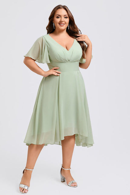 Robe Demoiselle D'Honneur Asymétrique Fluide - gallery 9