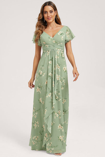 Robe Demoiselle D'Honneur À Volants Rose Pâle - gallery 1