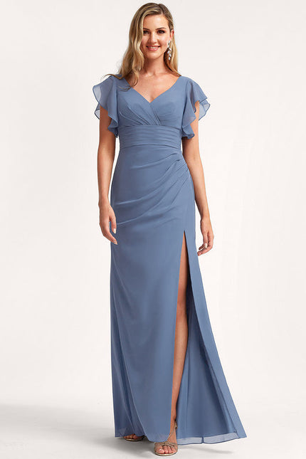 Robe Demoiselle D'Honneur À Volants Rose Pâle - gallery 2