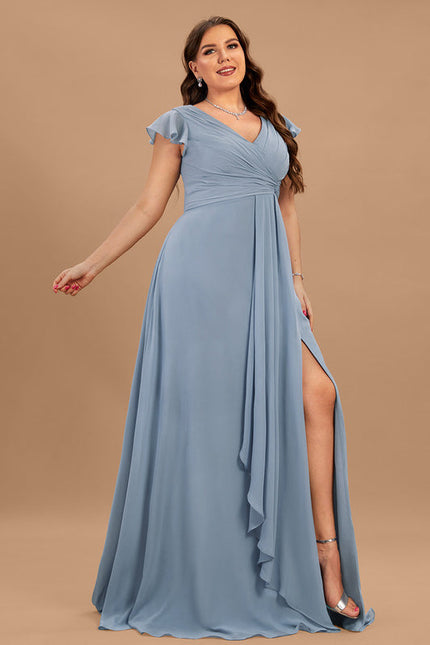 Robe Demoiselle D'Honneur À Volants Rose Pâle - gallery 9