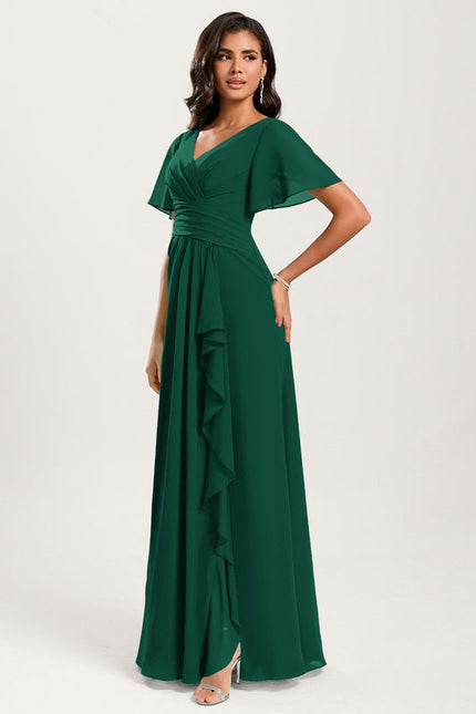 Robe Demoiselle D'Honneur À Volants Rose Pâle - gallery 3