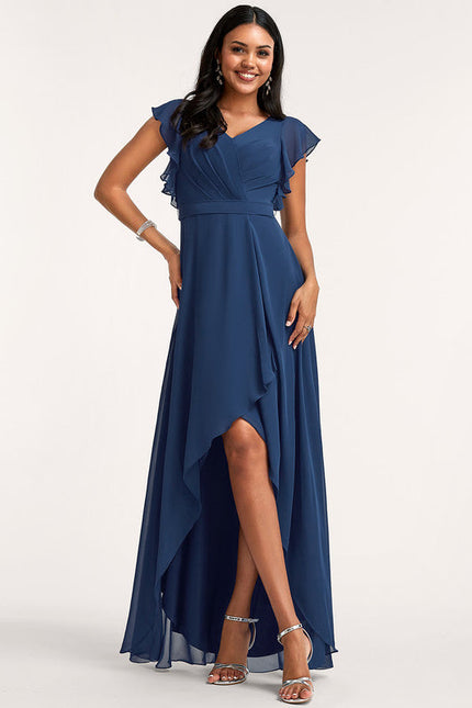 Robe Demoiselle D'Honneur Asymétrique Fluide - gallery 2