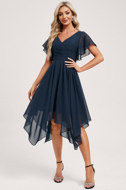 Robe Demoiselle D'Honneur Asymétrique Fluide