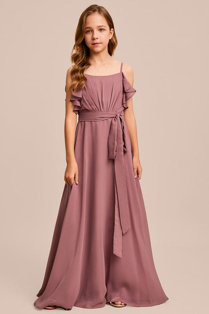 Robe Demoiselle D'Honneur Mousseline Ciel - gallery 3