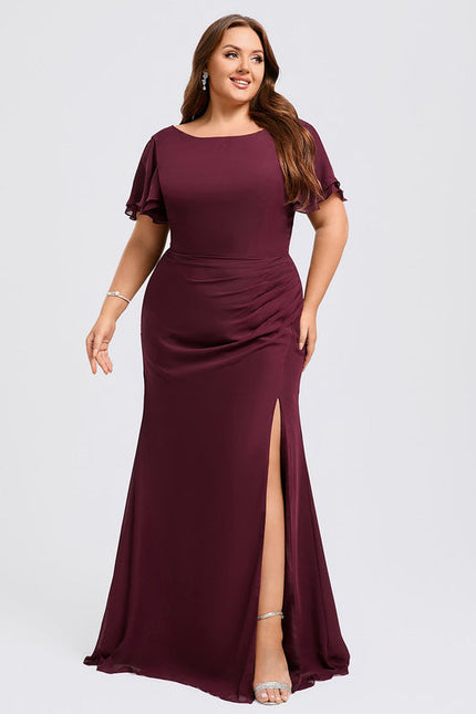 Robe Demoiselle D'Honneur Flottante Bordeaux - gallery 9