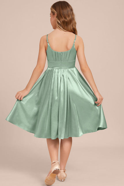Robe Demoiselle D'Honneur Satin Vert Clair - gallery 5