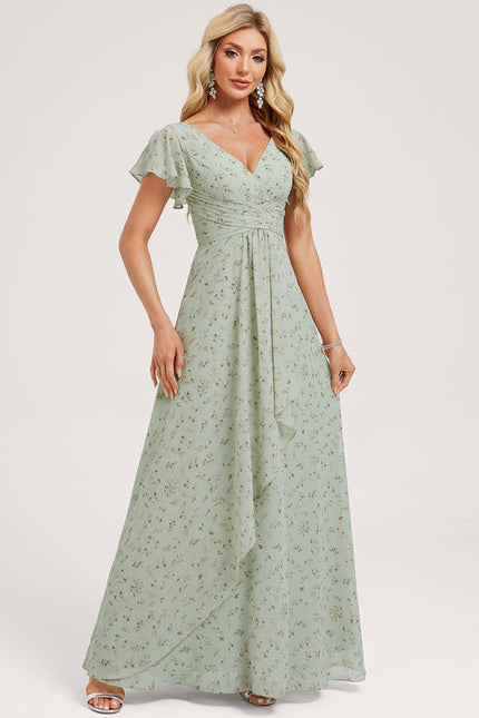 Robe Demoiselle D'Honneur À Volants Rose Pâle - gallery 2