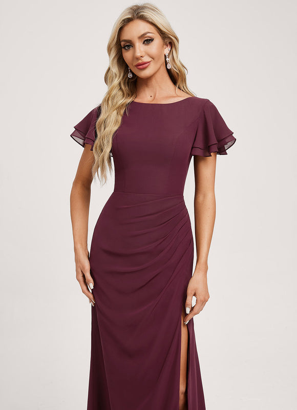 Robe Demoiselle D'Honneur Flottante Bordeaux - gallery 1
