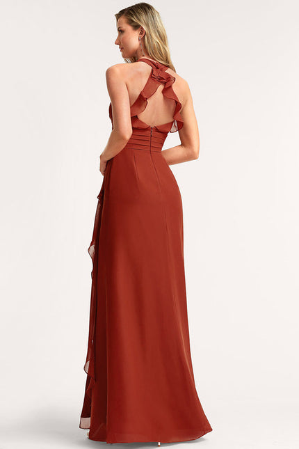 Robe Demoiselle D'Honneur À Volants Rose Pâle - gallery 4