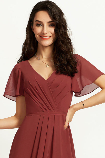 Robe Demoiselle D'Honneur Mousseline Beige - gallery 1